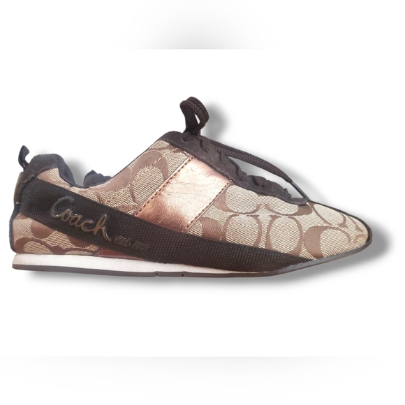 Coach Women's Tan and Brown Signature Sneakers/Pre-Owned/ Designer/ Size 5.5 - Picture 5 of 8